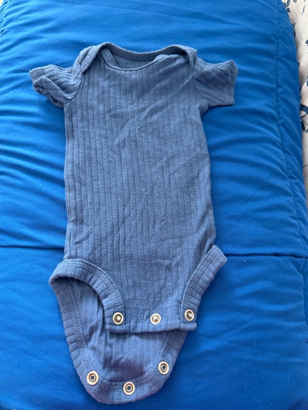 Carter's Blue Ribbed Short-Sleeve Baby Bodysuit